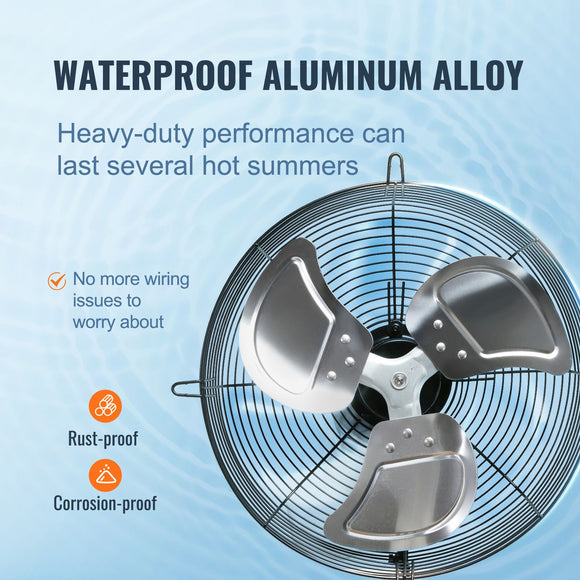 Shutter Exhaust Fan, 254 mm High-speed 1400RPM 753 CFM, Aluminum Wall Mount Attic Fan with AC-motor, Ventilation and Cooling for Greenhouses, Garages, Sheds, Shops