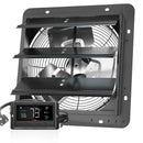 Shutter Exhaust Fan, 305 mm /12 inch with Temperature Humidity Controller, EC-motor, 904 CFM, Variable Speed Adjustable Wall Mount Attic Fan, Ventilation and Cooling for Greenhouses, Garages, Sheds-1