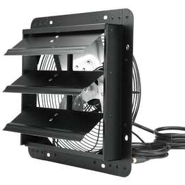 VEVOR Shutter Exhaust Fan, 305 mm /12 inch with Temperature Humidity Controller, EC-motor, 904 CFM, Variable Speed Adjustable Wall Mount Attic Fan, Ventilation and Cooling for Greenhouses, Garages, Sheds