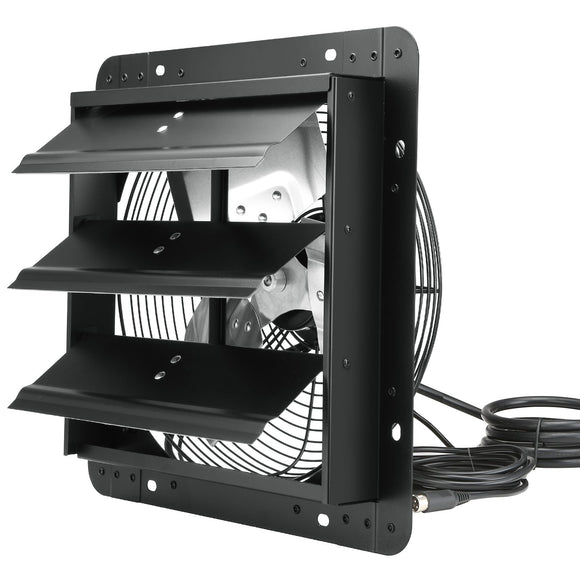 VEVOR Shutter Exhaust Fan, 305 mm /12 inch with Temperature Humidity Controller, EC-motor, 904 CFM, Variable Speed Adjustable Wall Mount Attic Fan, Ventilation and Cooling for Greenhouses, Garages, Sheds