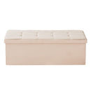 Foldable Storage Ottoman Bench, End of Bed Bench with Side Bags, Folding Upholstered Storage Chest Supports 660 lbs, Linen Bed Ottoman with Large Space for Living Room, Bedroom, Entryway, Beige-1