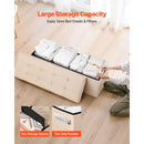 Foldable Storage Ottoman Bench, End of Bed Bench with Side Bags, Folding Upholstered Storage Chest Supports 660 lbs, Linen Bed Ottoman with Large Space for Living Room, Bedroom, Entryway, Beige-2