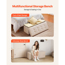 Foldable Storage Ottoman Bench, End of Bed Bench with Side Bags, Folding Upholstered Storage Chest Supports 660 lbs, Linen Bed Ottoman with Large Space for Living Room, Bedroom, Entryway, Beige-3