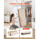 Foldable Storage Ottoman Bench, End of Bed Bench with Side Bags, Folding Upholstered Storage Chest Supports 660 lbs, Linen Bed Ottoman with Large Space for Living Room, Bedroom, Entryway, Beige-4