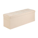 Foldable Storage Ottoman Bench, End of Bed Bench with Side Bags, Folding Upholstered Storage Chest Supports 660 lbs, Linen Bed Ottoman with Large Space for Living Room, Bedroom, Entryway, Beige-9