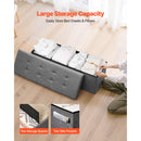 Foldable Storage Ottoman Bench, End of Bed Bench with Side Bags, Folding Upholstered Storage Chest Supports 660 lbs, Linen Bed Ottoman with Large Space for Living Room, Bedroom, Entryway, Grey-2