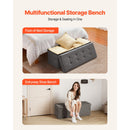 Foldable Storage Ottoman Bench, End of Bed Bench with Side Bags, Folding Upholstered Storage Chest Supports 660 lbs, Linen Bed Ottoman with Large Space for Living Room, Bedroom, Entryway, Grey-3