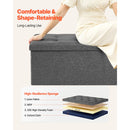 Foldable Storage Ottoman Bench, End of Bed Bench with Side Bags, Folding Upholstered Storage Chest Supports 660 lbs, Linen Bed Ottoman with Large Space for Living Room, Bedroom, Entryway, Grey-5