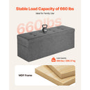 Foldable Storage Ottoman Bench, End of Bed Bench with Side Bags, Folding Upholstered Storage Chest Supports 660 lbs, Linen Bed Ottoman with Large Space for Living Room, Bedroom, Entryway, Grey-6