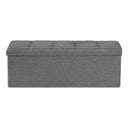 Foldable Storage Ottoman Bench, End of Bed Bench with Side Bags, Folding Upholstered Storage Chest Supports 660 lbs, Linen Bed Ottoman with Large Space for Living Room, Bedroom, Entryway, Grey-11