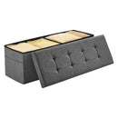 Foldable Storage Ottoman Bench, End of Bed Bench with Side Bags, Folding Upholstered Storage Chest Supports 660 lbs, Linen Bed Ottoman with Large Space for Living Room, Bedroom, Entryway, Grey-12