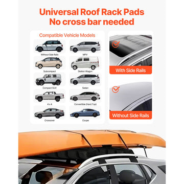 Soft Roof Rack Pads 33in 176lbs Load Capacity for Kayak Canoe Surfboard Luggage - 0