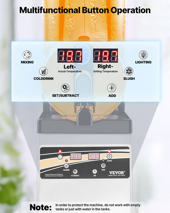 VEVOR Commercial Slushy Machine 15L Margarita Smoothie Frozen Drink Maker