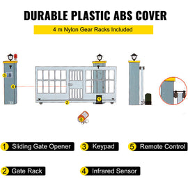 VEVOR Sliding Gate Opener, 1800 KG 4 m, Automatic Sliding Gate with 4 Remote Controllers & APP Control, Electric Rolling Driveway Slide Gate Motor, Complete Gate Operator Hardware Security System Kit - 0