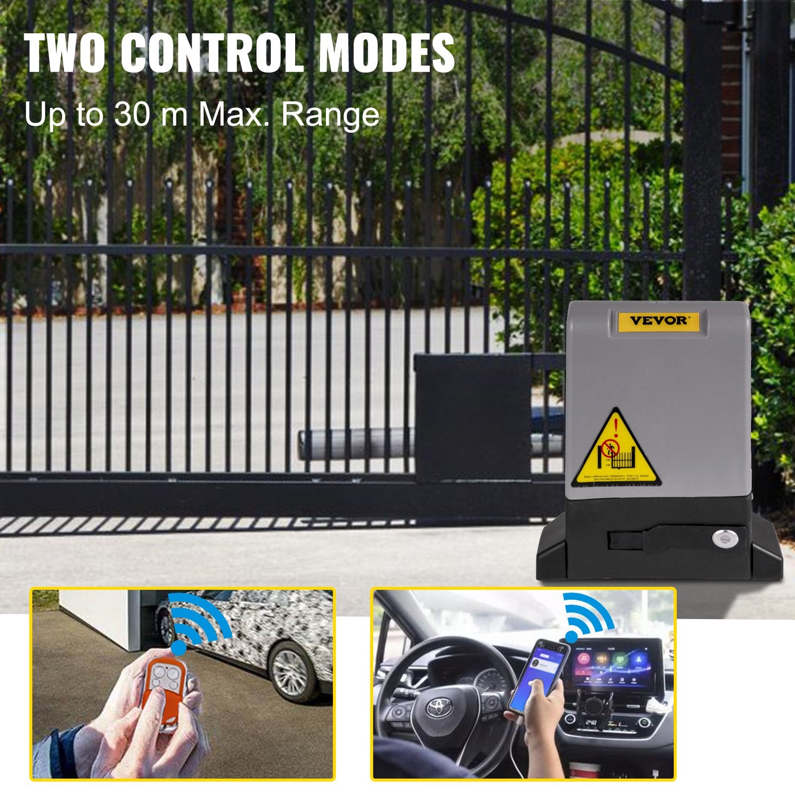 VEVOR Sliding Gate Opener, 1800 KG 4 m, Automatic Sliding Gate with 4 Remote Controllers & APP Control, Electric Rolling Driveway Slide Gate Motor, Complete Gate Operator Hardware Security System Kit