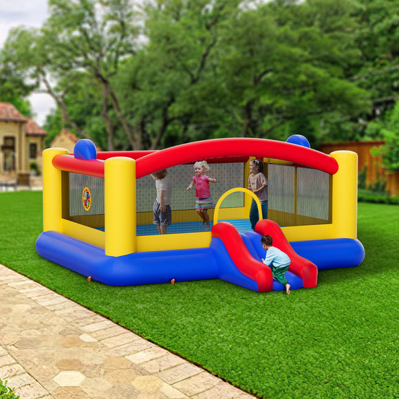 VEVOR Inflatable Bounce House, Outdoor High Quality Playhouse Trampoline, Jumping Bouncer with Blower, Slide, and Storage Bag, Family Backyard Bouncy Castle, for Kid Ages 3_10 Years, 4.5x4.4x2m