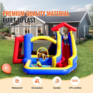 Inflatable Bounce House, Outdoor High Quality Playhouse Trampoline, Jumping Bouncer with Blower, Slide, and Storage Bag, Family Backyard Bouncy Castle, for Kid Ages 3_8 Years, 3.3x3x2.3m - 0