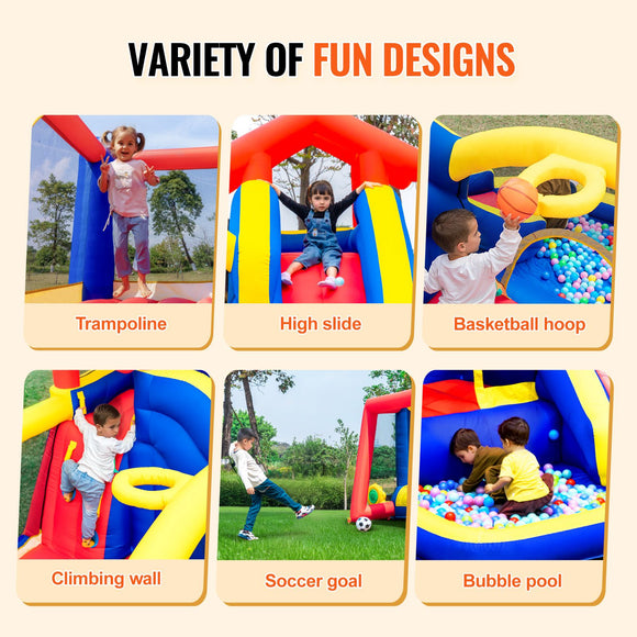 Inflatable Bounce House, Outdoor High Quality Playhouse Trampoline, Jumping Bouncer with Blower, Slide, and Storage Bag, Family Backyard Bouncy Castle, for Kid Ages 3_8 Years, 3.3x3x2.3m