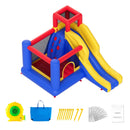 Inflatable Bounce House, Outdoor High Quality Playhouse Trampoline, Jumping Bouncer with Blower, Slide, and Storage Bag, Family Backyard Bouncy Castle, for Kid Ages 3_8 Years, 3.4x2.6x2.3m-1