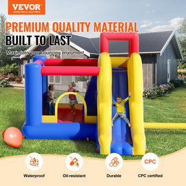 VEVOR Inflatable Bounce House, Outdoor High Quality Playhouse Trampoline, Jumping Bouncer with Blower, Slide, and Storage Bag, Family Backyard Bouncy Castle, for Kid Ages 3_8 Years, 3.4x2.6x2.3m - 0