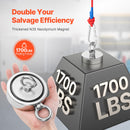 VEVOR 771 Kg Strong Fishing Magnet Kit Double Sided Pull Force Rope Carabiner-2