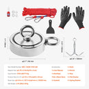 VEVOR 771 Kg Strong Fishing Magnet Kit Double Sided Pull Force Rope Carabiner-7