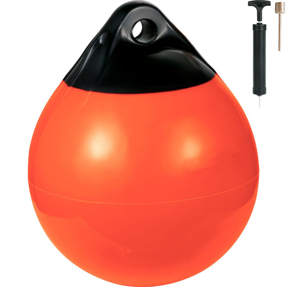Boat Buoy Balls, 15\" Diameter Inflatable Heavy-Duty Marine-Grade PVC Marker Buoys, Round Boat Mooring Buoys, Anchoring, Rafting, Marking, Fishing, Orange