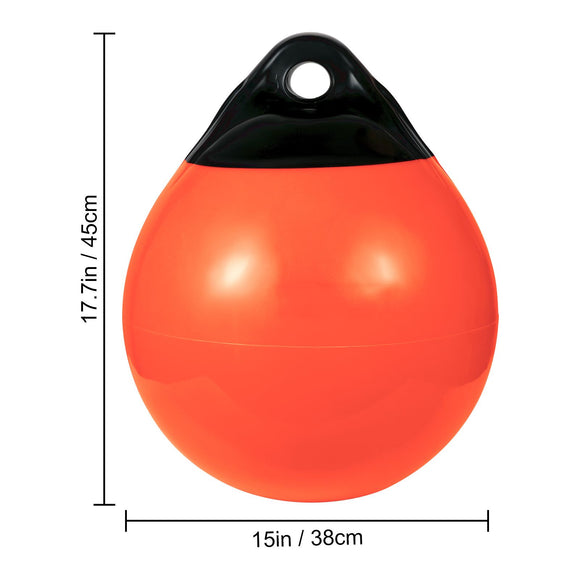 Boat Buoy Balls, 15\" Diameter Inflatable Heavy-Duty Marine-Grade PVC Marker Buoys, Round Boat Mooring Buoys, Anchoring, Rafting, Marking, Fishing, Orange