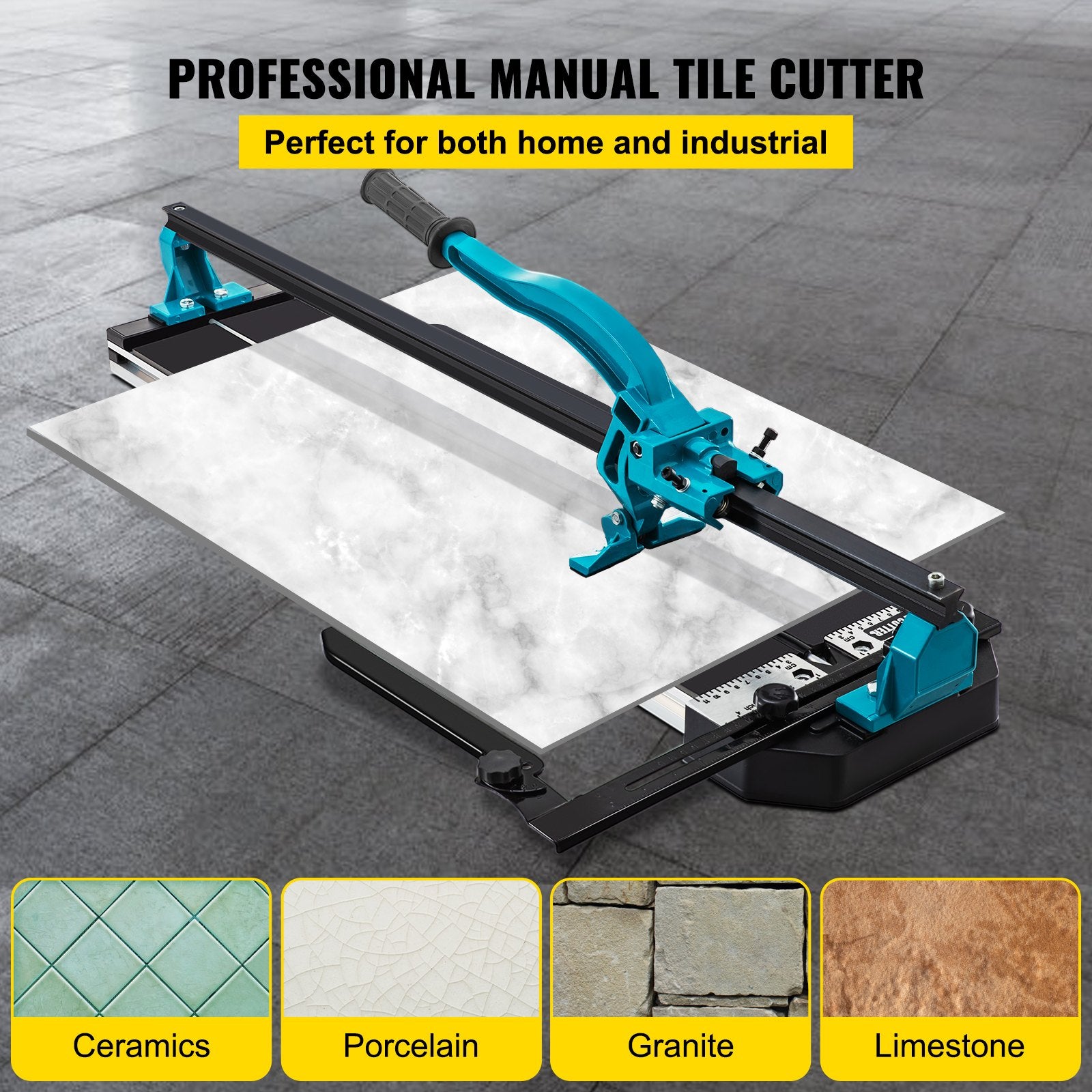 VEVOR Tile Cutter 24in Cutting Tool w/ Laser Guide Single Rail Double Brackets - 0