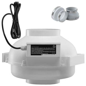 4" to 4.5" Radon Mitigation Fan System Quiet 380CFM Inline Duct Waterproof