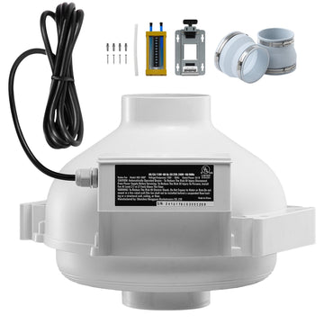 4" to 4.5" Radon Mitigation Fan System Kit Quiet 260 CFM Inline Duct Fan