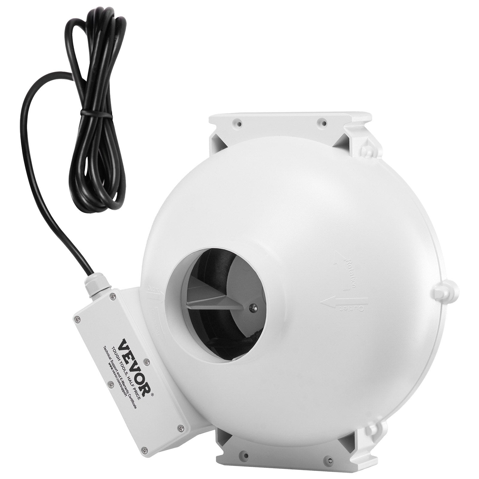 VEVOR 4" to 4.5" Radon Mitigation Fan System Kit Quiet 260 CFM Inline Duct Fan