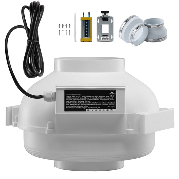 6" to 4.5" Radon Mitigation Fan System Kit Quiet 380 CFM Inline Duct Fan