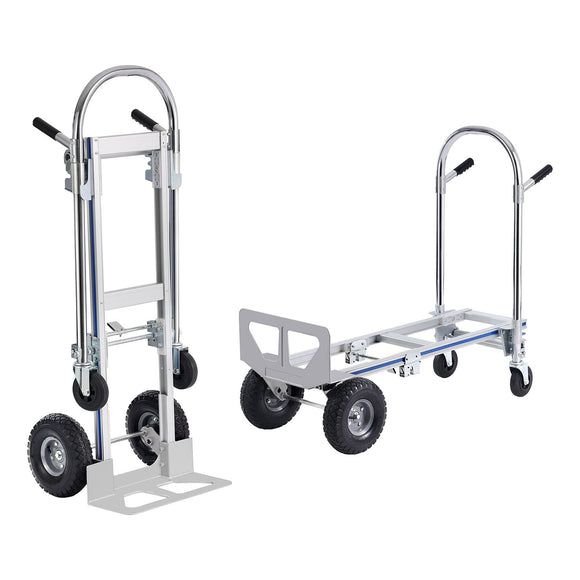Aluminum Hand Truck, 2 in 1, 363 kg Max Load Capacity, Heavy Duty Industrial Convertible Folding Hand Truck and Dolly, Utility Cart Converts from Hand Truck to Platform Cart with Rubber Wheels