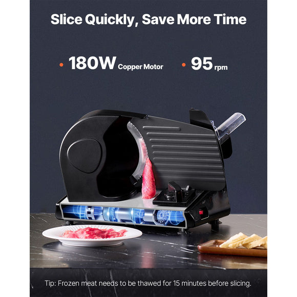 Meat Slicer 180W 190 mm Electric Deli Food Slicer for Meat Bread Cheese
