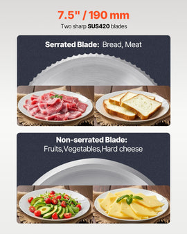 VEVOR Meat Slicer 180W 190 mm Electric Deli Food Slicer for Meat Bread Cheese - 0