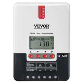 VEVOR 20A MPPT Solar Charge Controller, Auto DC Input, Solar Panel Regulator Charger with LCD Display Temperature Sensor Cable, for Sealed(AGM), Gel, Flooded and Lithium Battery Charging