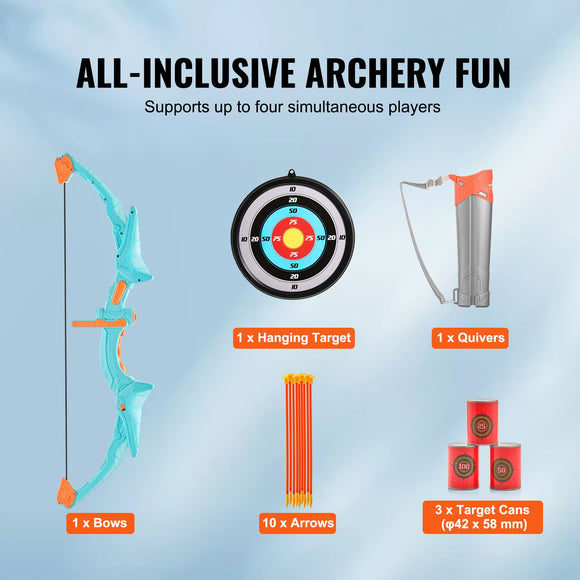 Kids Bow and Arrow Set LED Light Up Outdoor Archery Kit Children 10 Arrows