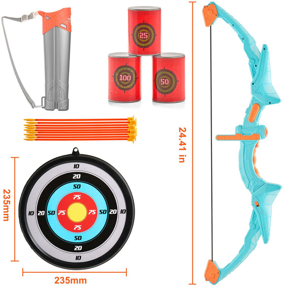 Kids Bow and Arrow Set LED Light Up Outdoor Archery Kit Children 10 Arrows