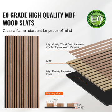 Wood Slat Acoustic Panels 23.6 x 47.2 inch for Modern Wall Decor Walnut - 0