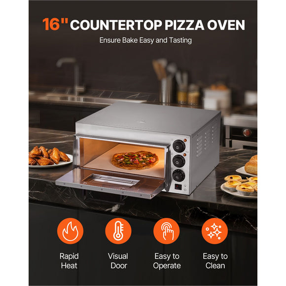 Commercial Countertop Pizza Oven Electric Pizza Oven for 16" Pizza Indoor