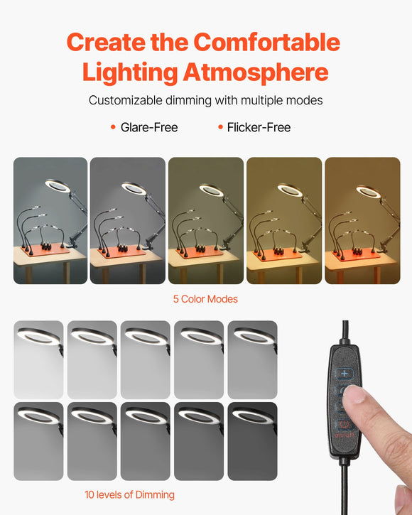 VEVOR Magnetic Helping Hands Soldering Station 3X LED Magnifying Lamp 5 Arms