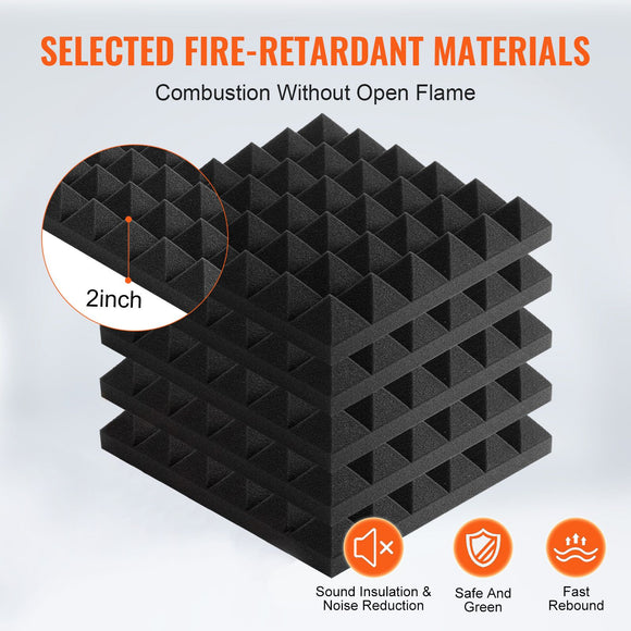Acoustic Foam Panels 24 Pack 12 x 12 x 2 in for Studio Wall and Ceiling