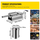 Manual Sausage Stuffer, 3 L / 7 LBS Horizontal Sausage Machine, Dual-Speed Meat Stuffer, Made of Food-Grade 304 Stainless Steel, Includes 5 Stuffing Tubes, for Home Kitchen Restaurant Commercial-7