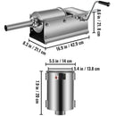 Manual Sausage Stuffer, 3 L / 7 LBS Horizontal Sausage Machine, Dual-Speed Meat Stuffer, Made of Food-Grade 304 Stainless Steel, Includes 5 Stuffing Tubes, for Home Kitchen Restaurant Commercial-8