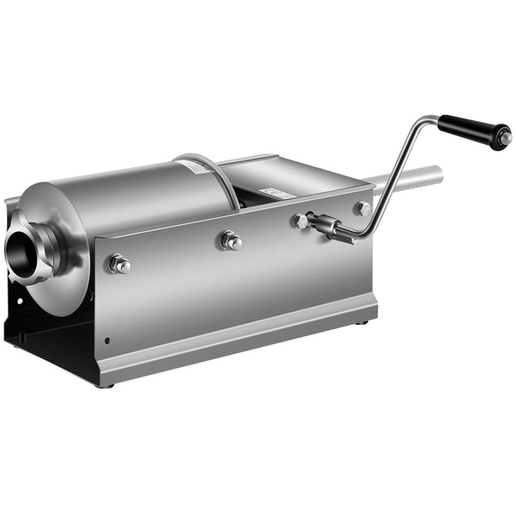 Manual Sausage Stuffer, 3 L / 7 LBS Horizontal Sausage Machine, Dual-Speed Meat Stuffer, Made of Food-Grade 304 Stainless Steel, Includes 5 Stuffing Tubes, for Home Kitchen Restaurant Commercial