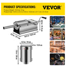 VEVOR Manual Sausage Stuffer, 3 L / 7 LBS Horizontal Sausage Machine, Dual-Speed Meat Stuffer, Made of Food-Grade 304 Stainless Steel, Includes 5 Stuffing Tubes, for Home Kitchen Restaurant Commercial-7