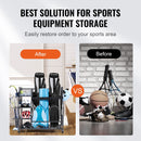 Golf Storage Garage Organizer, 2 Golf Bag Stand Holder and Other Sports Equipment Storage Rack, Rolling Ball Cart on Wheels, Outdoor Sport Gear and Toy Storage with Baskets & Hooks, Steel, Black-3