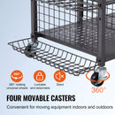 Golf Storage Garage Organizer, 2 Golf Bag Stand Holder and Other Sports Equipment Storage Rack, Rolling Ball Cart on Wheels, Outdoor Sport Gear and Toy Storage with Baskets & Hooks, Steel, Black-5