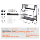 Golf Storage Garage Organizer, 2 Golf Bag Stand Holder and Other Sports Equipment Storage Rack, Rolling Ball Cart on Wheels, Outdoor Sport Gear and Toy Storage with Baskets & Hooks, Steel, Black-7
